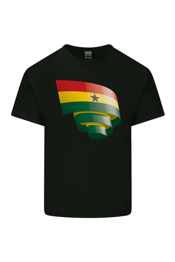 Curled Ghana Flag Ghanaian Pride Country Nation Graphic Cotton Unisex T-Shirt, up to size 5XL