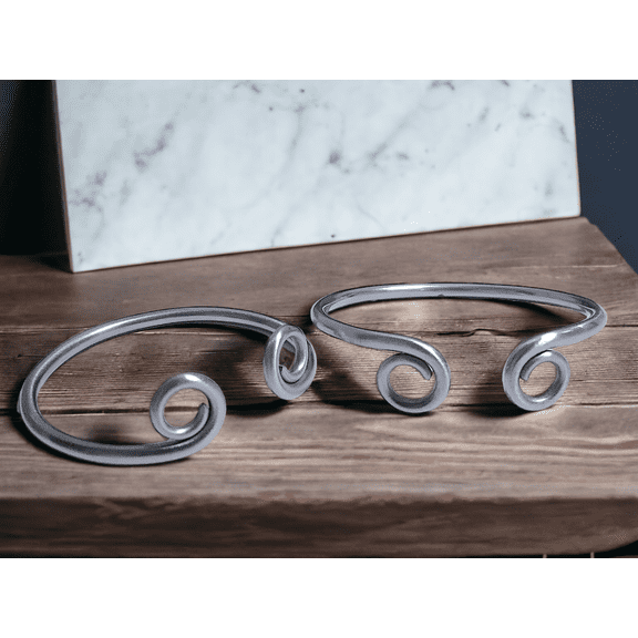 Curled Hand ends West Indian stacking bangle sterling silver textured bangle Caribbean handmade bracelet bangle ball African cuff open hand