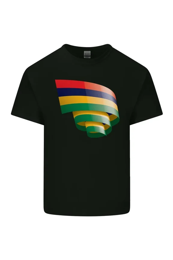 Curled Mauritius Flag Mauritians Day Football Mens Womens S-5XL T-Shirt