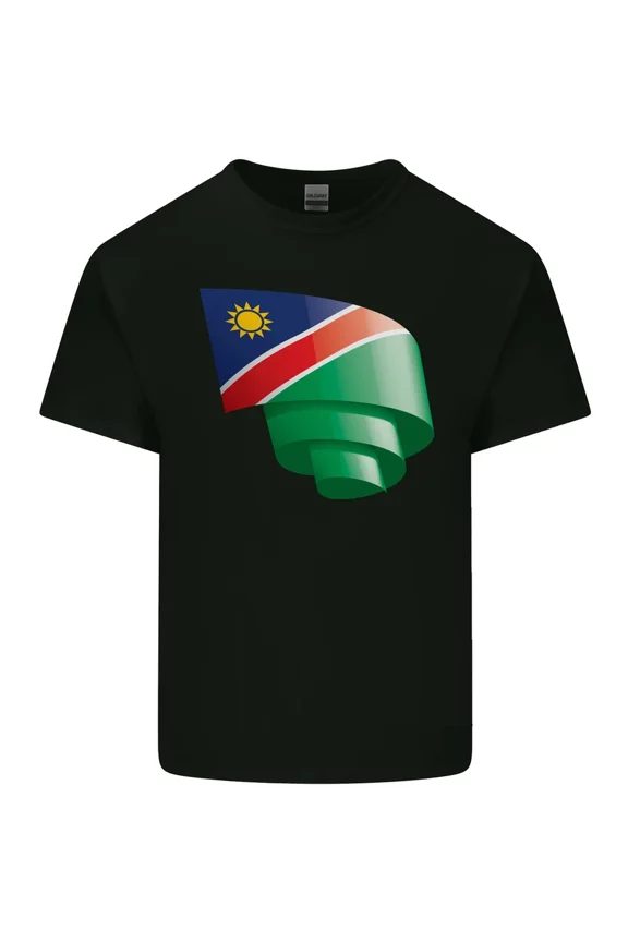 Curled Namibia Flag Namibian Day Football Soccer Sport Light Cotton Tee,for unisex up to 5XL