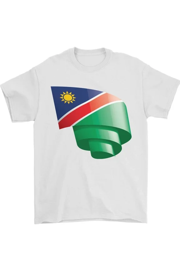 Curled Namibia Flag Namibian Day Football T-Shirt