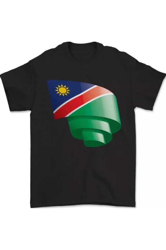 Curled Namibia Flag Namibian Day Football T-Shirt
