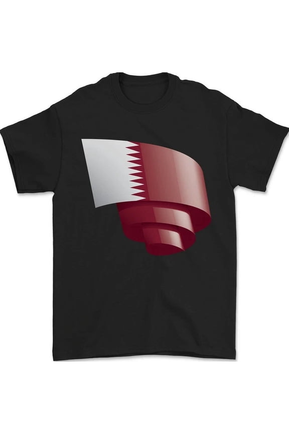 Curled Qatar Flag Qatari Day Football T-Shirt Design Preview Only
