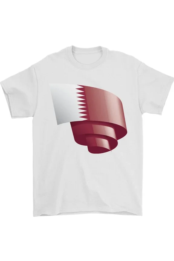 Curled Qatar Flag Qatari Day Football T-Shirt