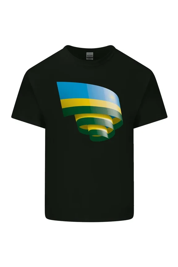 Curled Rwanda Flag Rwandan Day Football T-Shirt