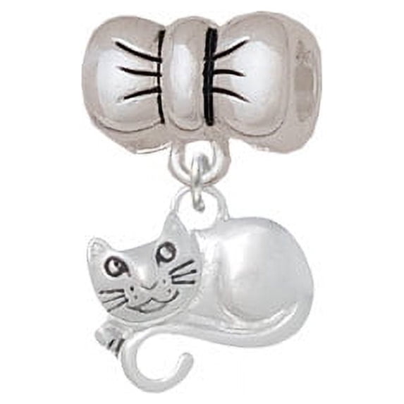 Curled Up Cat - Bow Charm Bead