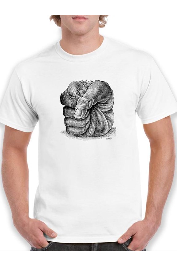 Curled Up Man T-Shirt Men -Mohsen Najafi Designs, Male Small