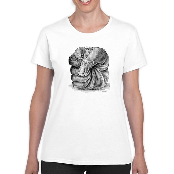 Curled Up Man T-Shirt Women -Mohsen Najafi Designs, Female 5X-Large