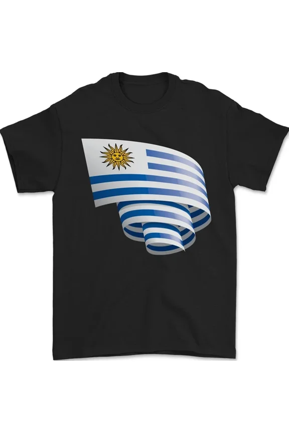 Curled Uruguay Flag Uruguayan Day Football Mens Womens S-5XL T-Shirt