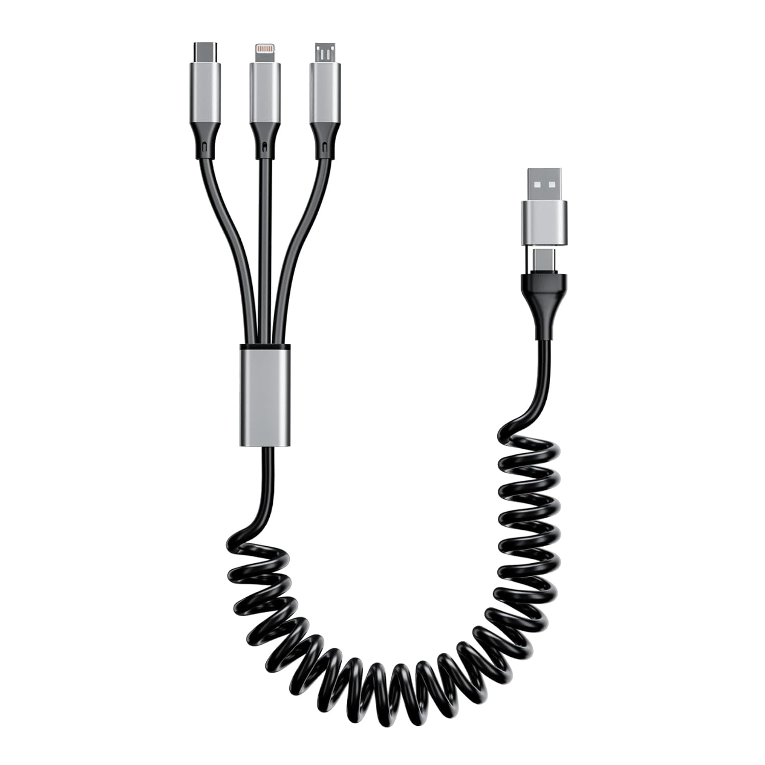 Curled multipurpose charging cable 4[certification]5 in 1 curled charging cable, suitable for automotive curled universal charging cable/ to (data, 2.4),-(charging), (charging)
