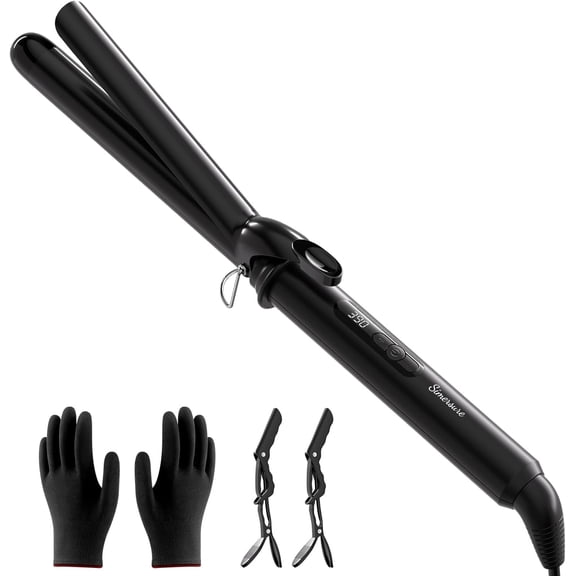 Curling Iron 1 Inch, Long Barrel Ceramic Hair Wand, Heating Hair Curler with 12 Heat Settings with LED Display, Hair Curling Wand Styling and Lasting Hair Types, Dual for Travel
