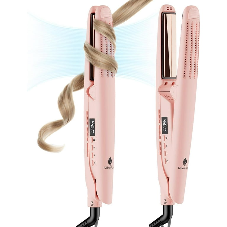 Curling Iron Airflow Styler 2 in 1 Hair Straightener and Curler Ionic Flat Iron with 360 Cool Air Vents 13 Adjustable Temps Dual Voltage for Long Hair Pink Walmart