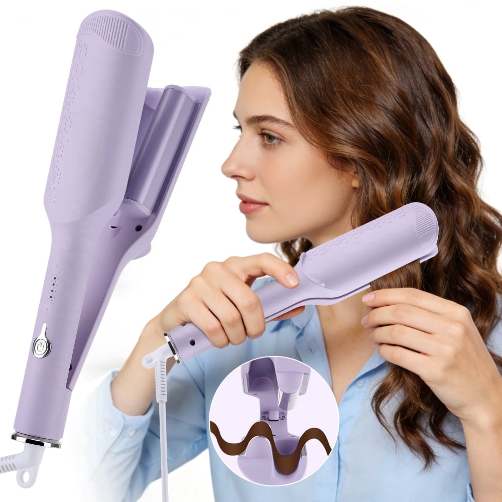 Curling Iron Hair Crimper Waver, 1.25" Wave Curling Iron with Anti-Scald, Ionic Deep Waver Hair Curler Tool with Ceramic 2 Barrel, 32mm Waves, 30min Auto Shut Off, 4 Temp Adjustable for Women