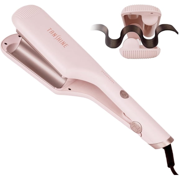 Curling Iron Hair Waver,1.25 Inch Dual Barrel Barrel Ceramic Hair Crimper for Beach Waves,Ionic Deep Waver Curler with Dual , Anti-Scald Protection Curling Wand, Adjustable Temp,