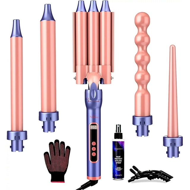 Curling Iron Set,5 in 1 Barrel Curling Wand Set with 0.3"1.25