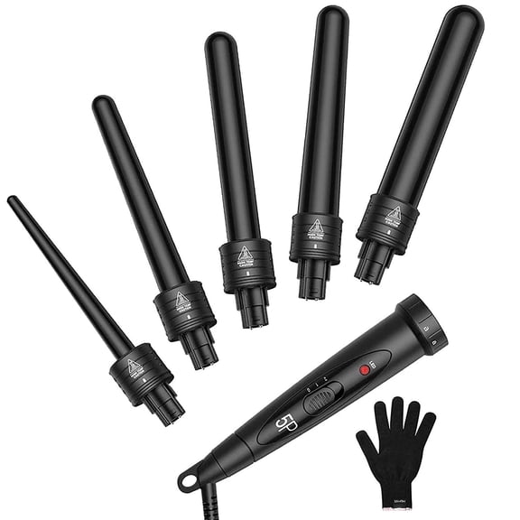 Curling Iron Set 5 in 1, Interchangeable Barrel Hair Curler Wand