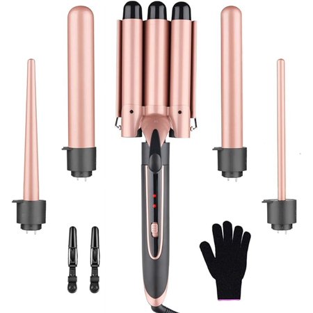 Curling Iron Set 5 in 1 PTC Ceramic 360-Degree Revolving Design with LED Light 2 Heating Modes for All Hair Types Styling