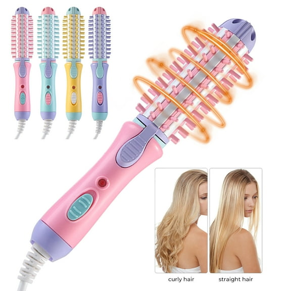 Curling Iron for Short Hair,Curling Iron Heated Round Brush Antiscald Mini Curling Brush for Short Hair Electric Wand Curling Iron Ceramic Hair Tools(Pink 7.5in)from Biweutydys