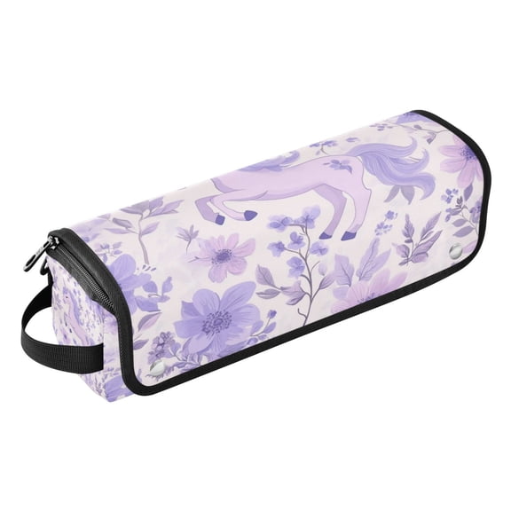 Curling Iron Storage Bag Hair Tools Travel Bag Heat Resistant and Portable Beautiful Purple Unichorned Horse