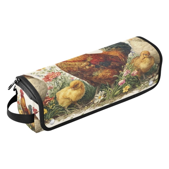 Curling Iron Storage Bag Hair Tools Travel Bag Heat Resistant and Portable Chicken Group Flowers