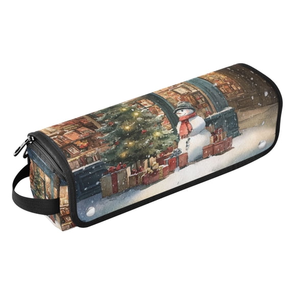 Curling Iron Storage Bag Hair Tools Travel Bag Heat Resistant and Portable Christmas Street Scene