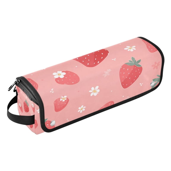 Curling Iron Storage Bag Hair Tools Travel Bag Heat Resistant and Portable Juicy Pink Strawberry Motif