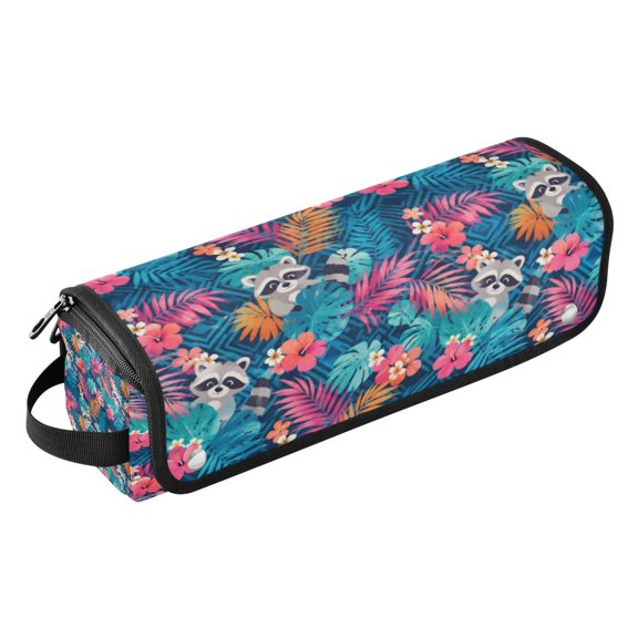 Curling Iron Storage Bag Hair Tools Travel Bag Heat Resistant and Portable Raccoon Tropical Floral
