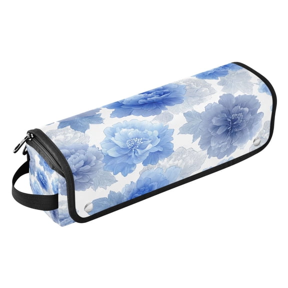 Curling Iron Storage Bag Hair Tools Travel Bag Heat Resistant and Portable Soft Watercolor Blue Peony