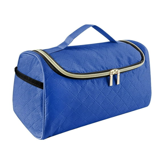 Curling Iron Storage Bag - Hanging Travel Organizer for Hair Straighteners, Dryers & Accessories, 30.5x16cm, Black/Blue Polyester with Padded Compartments