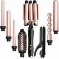 thumbnail image 1 of Curling Iron Wand, 8 in 1 Curling Wand Set,with Flat Iron Hair Straightener,Temperature Display,Thermal Brush.Crimper Hair Tool,Interchangeable Hair Wand Curler, Women Gifts,Christmas Gifts, 1 of 8