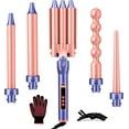 thumbnail image 1 of Curling Iron Wand Set 5 in 1 Hair Curler with 3 Barrel Crimper Fast Heat Up Dual Voltage Curling Wand for All Hair Types with LCD Display,Best Gifts for Women or Girl, 1 of 7