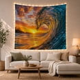 thumbnail image 1 of Curling Ocean Wave With Sunset and Dramatic Clouds, Dramatic Coastal for Beach Lovers, Tropical Ocean Art, Housewarming Gift Tapestry Wall Hanging for Bedroom and Living Room, 1 of 7