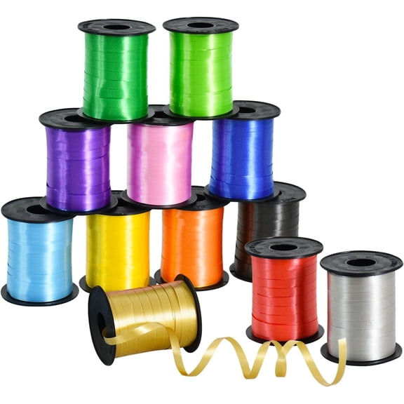 Curling Ribbon-12 Assorted Colors Balloon Curling Ribbons Set-240 Yards Balloon String for DIY Decor,Gift Wrapping,Ribbons and Bows for Christmas New Year Birthday Gifts Graduation Supplies