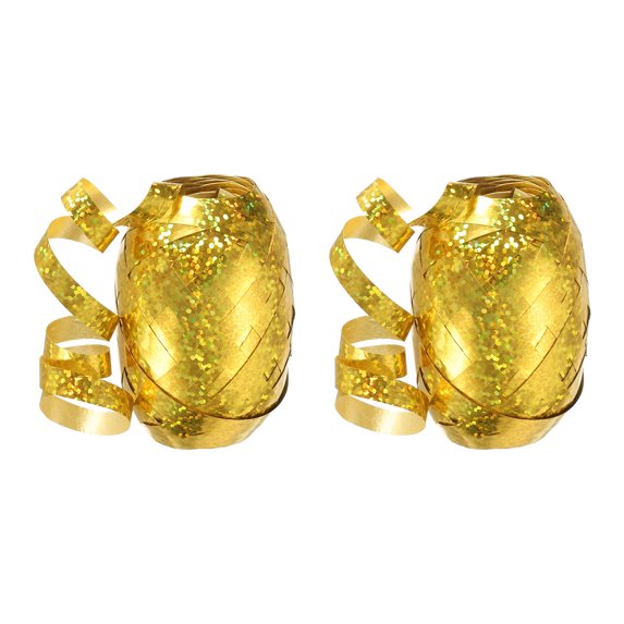 Curling Ribbon Crimped Balloon String 3/16" 11 Yards 2pcs for Christmas Wedding Gift Crafts Gold