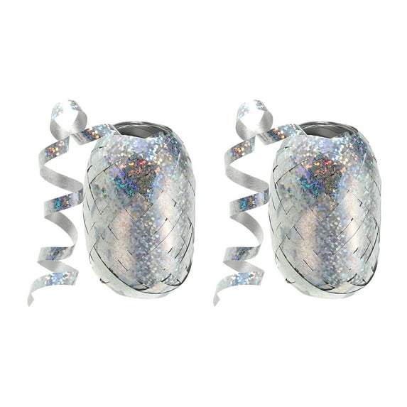 Curling Ribbon Crimped Balloon String 3/16" 11 Yards 2pcs for Christmas Wedding Gift Crafts Silver