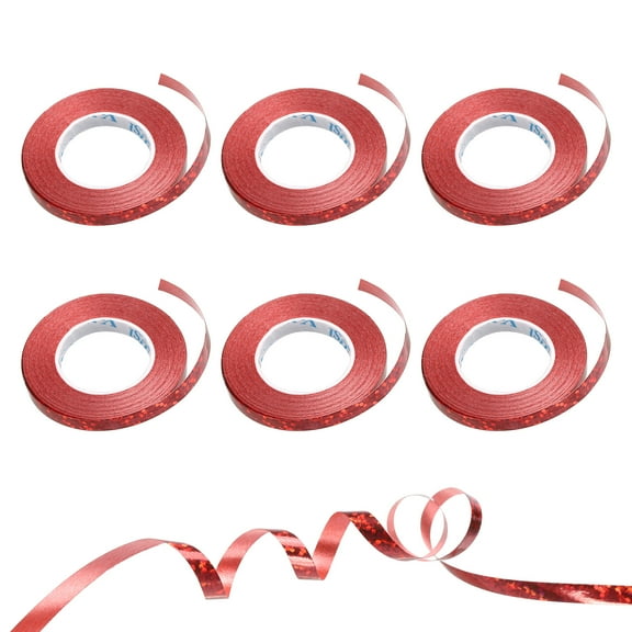Curling Ribbon Crimped Balloon String 3/16" 11 Yards 6 Roll for Party Decoration Gift Red