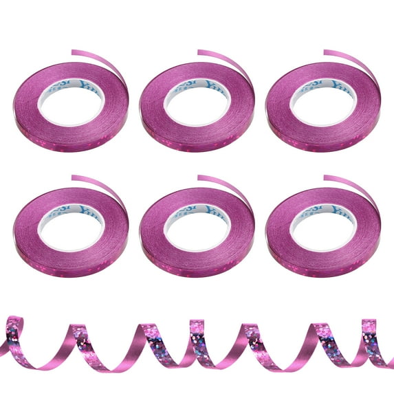 Curling Ribbon Crimped Balloon String 3/16" 11 Yards 6 Roll for Party Decoration Gift Rose Red