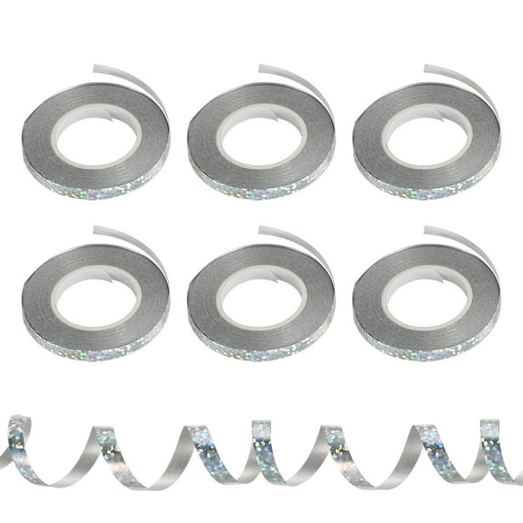 Curling Ribbon Crimped Balloon String 3/16" 11 Yards 6 Roll for Party Decoration Gift Silver