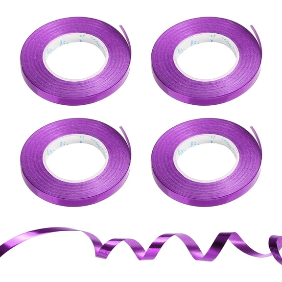Curling Ribbon Crimped Balloon String Metallic 3/16" 11 Yards 4 Roll for Party Decoration Gift Purple
