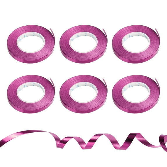 Curling Ribbon Crimped Balloon String Metallic 3/16" 11 Yards 6 Roll for Party Decoration Gift Rose Red