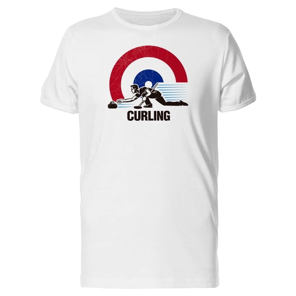 Curling Sport Grunge Man T-Shirt Men -Image by Shutterstock, Male XX-Large