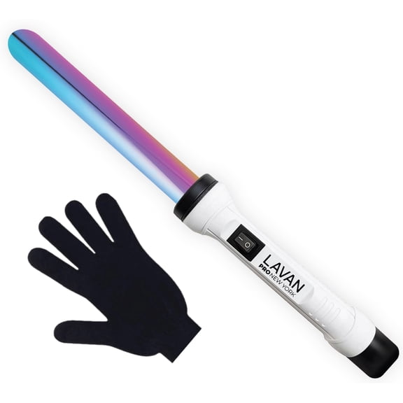 Curling Wand Ceramic Titanium with Glove | Titanium Curling Wand | Professional Hot Tool Curling Iron | Best Hair Curler Wand for Frizz Free Flawless Waves (1.25 inch 32mm Gold)