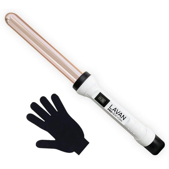 Curling Wand Ceramic Titanium with Glove | Titanium Curling Wand | Professional Hot Tool Curling Iron | Best Hair Curler Wand for Frizz Free Flawless Waves (1 inch Gold)