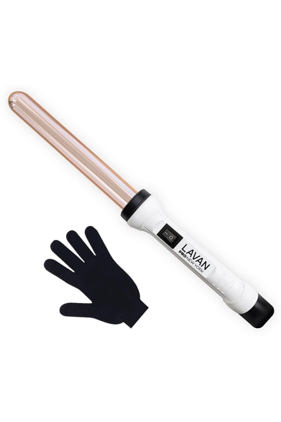 Curling Wand Ceramic Titanium with Glove | Titanium Curling Wand | Professional Hot Tool Curling Iron | Best Hair Curler Wand for Frizz Free Flawless Waves (1 inch Gold)