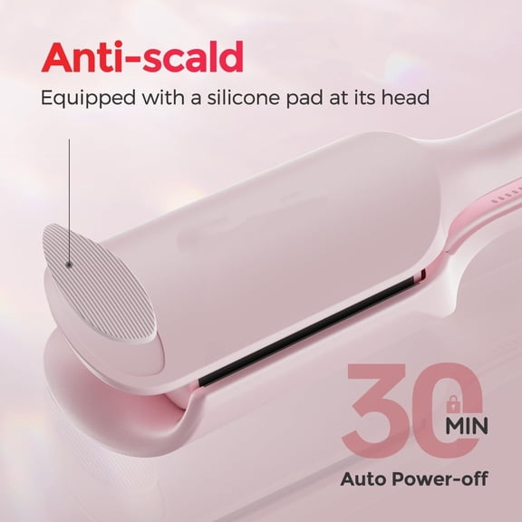Curling Wand, Hair Tool with 2 Barrels, Anti-Scald Protection, Adjustable Time & Temps, Dual Voltage, Titanium Coating for Effortless