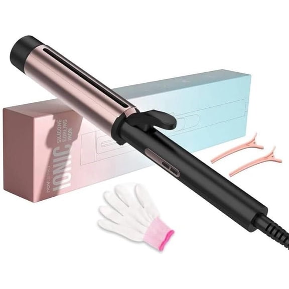 Curling Wand for Long Hair - Ceramic Tourmaline Barrel with 40000000 Negative Ions, Defined Curls and Easy to Use with Temperature Control for Hair Types,