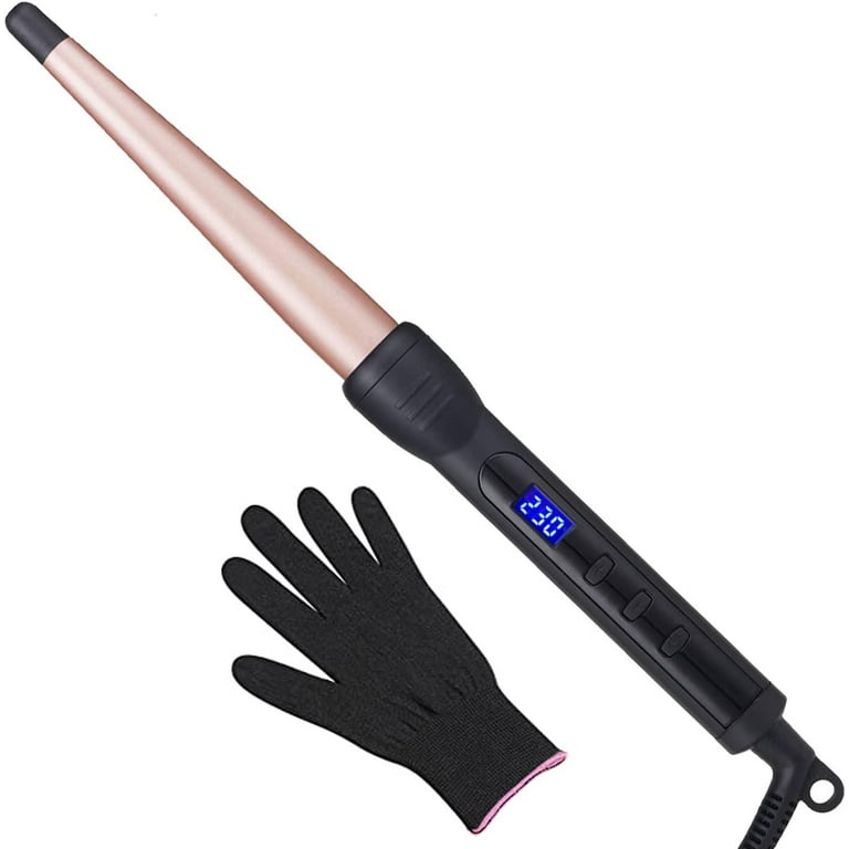 Curling Wand Professional Ceramic 1 2 1 inch Tapered Hair Curling Iron LCD Display with 14 Heat Setting 190 to 450f Dual Voltage Instant Heating
