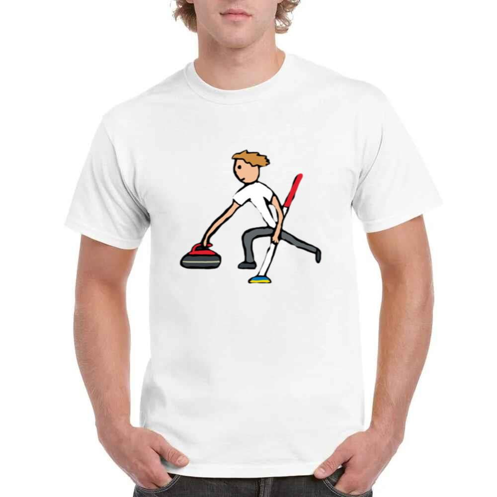 Curling Winter Olympic Sport Ice Stone Game Graphic Unisex T-Shirt up