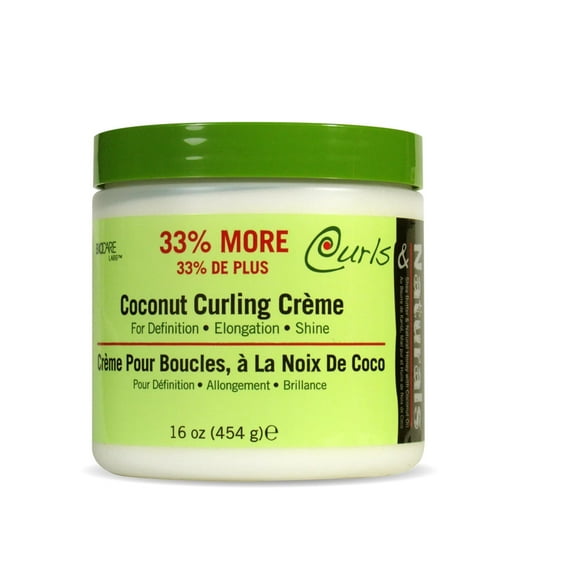 Curls & Naturals Coconut Curling Creme with Shea Butter, Natural Honey, and Coconut Oil, All Hair Type - 16 oz