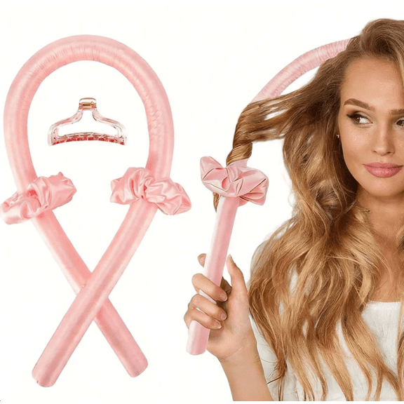 Curls Overnight,Hair Curlers to Sleep In,No Heat Satin Curling Rod Set Rollers,Sleeping Blowout Headband, Foam Curly Tie Ribbon Styling Tool for Long Hair